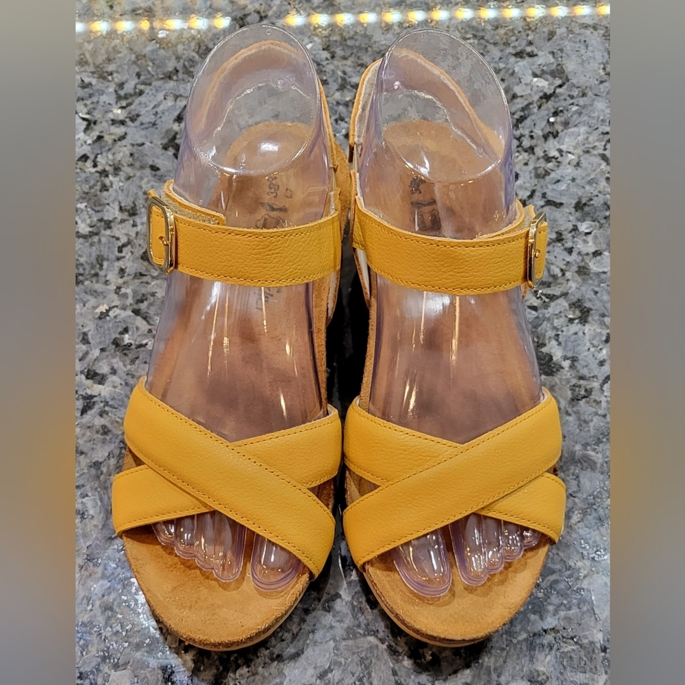 Naot, the Throne Wedge Sandals, Yellow (Marigold) Women's Size 7 (38) - Picture 2 of 11